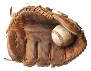 baseball glove and ball