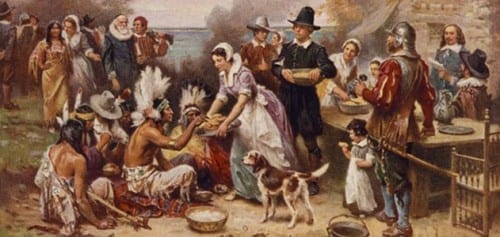 The Pilgrims celebrated a harvest festival with their Native American neighbors in 1621what we often call the first Thanksgiving. (The Foundation Press, Inc.) 