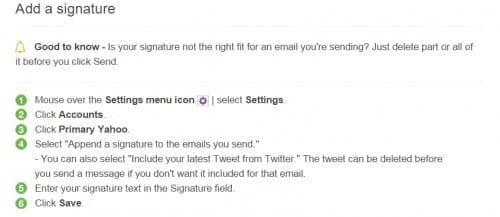 yahoo email signature help