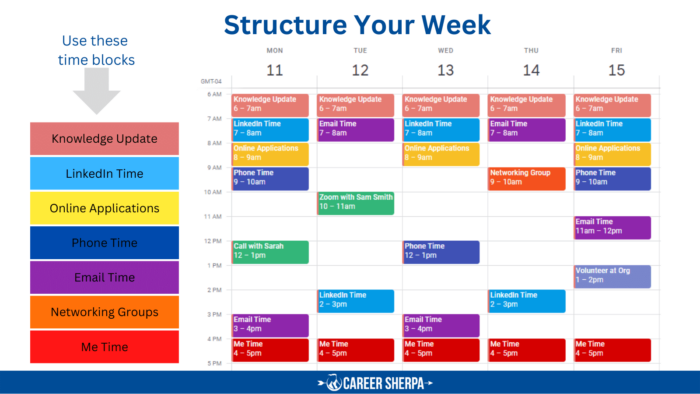 Time blocking job search calendar