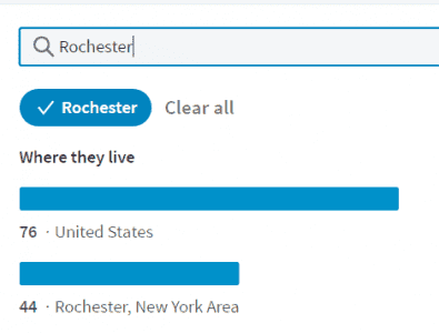 New LinkedIn alumni search by city