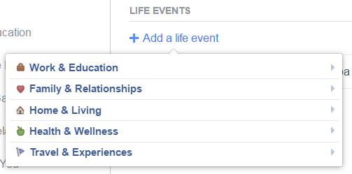 Life events Facebook