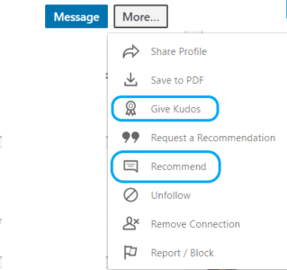 LinkedIn give kudos recommend