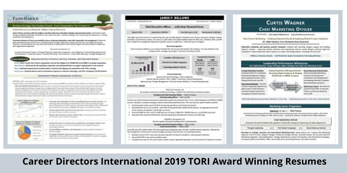 modern resume samples CDI TORI 2019 award winners