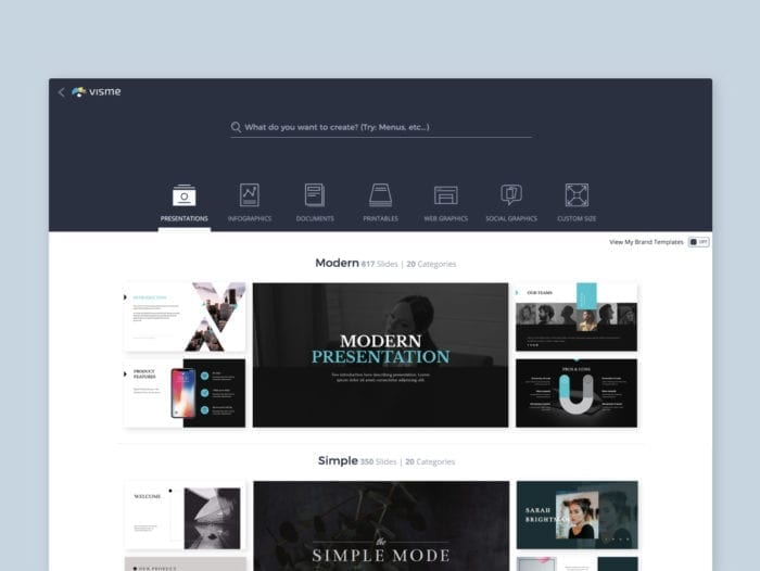 Visme presentation templates