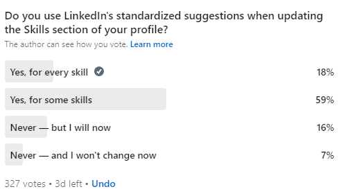 Donna Svei LinkedIn Skills poll