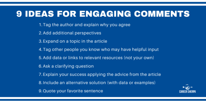 Ideas to help you write engaging comments