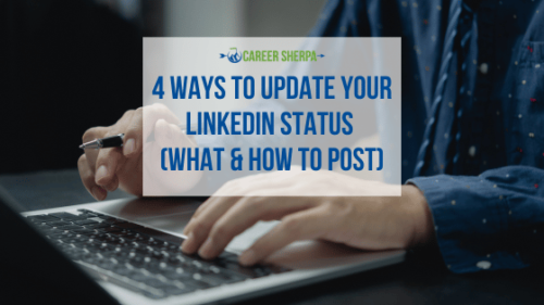 job seeker updating LinkedIn status with a post