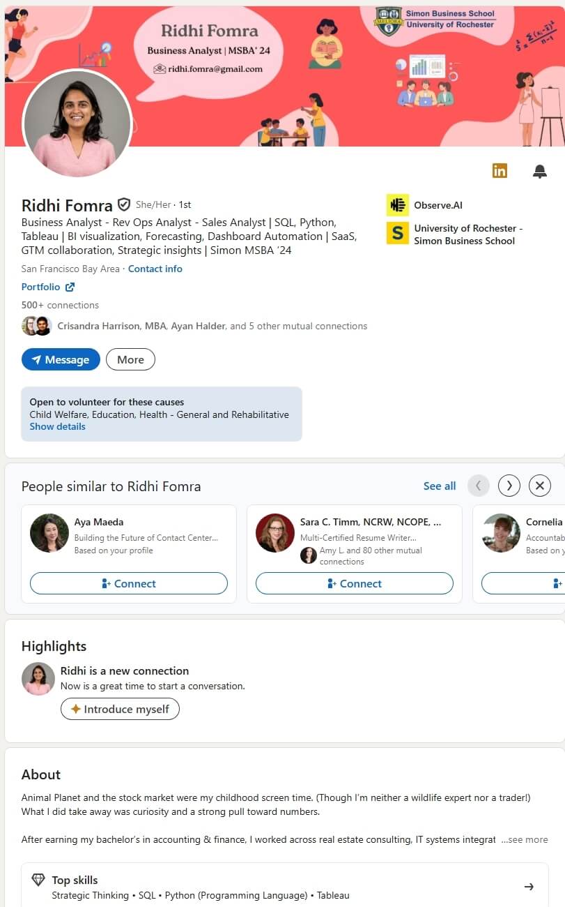 Optimized LinkedIn Profile Example